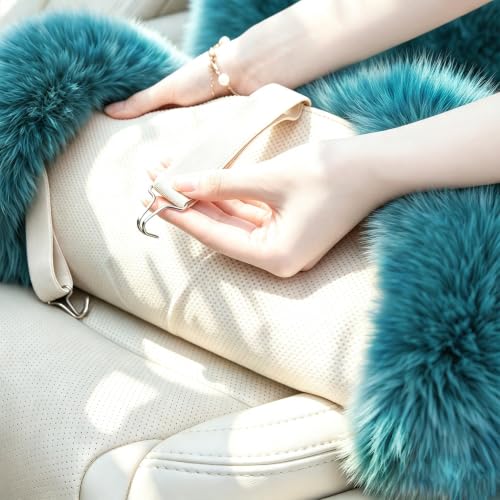 Image of OGLAND Fluffy Sheepskin Car Seat Cover for Soft Natural Wool Cushion Pad