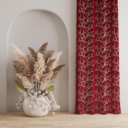 Image of Homefab India Velvet Curtains Room Darkening - Window 5 feet, Pack of 2 Panels, Maroon