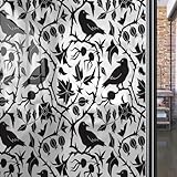 Window Cling Privacy Film Gothic Non Adhesive UV Blocking Black and White Frosted Window Film Stained Glass Window Clings Static Cling W11.8 x L17.7