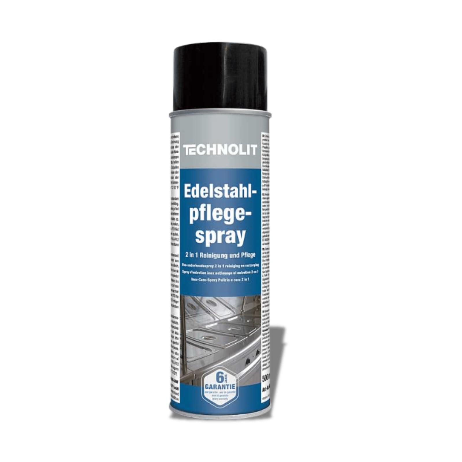 TECHNOLIT CleanBrand Edelstahlpflege-Spray 500ml | 2-in-1 Edelstahlreiniger | Pflegemittel für Metallflächen | Entfernt Fett, Kalk sowie Schmutz | Antistatische Wirkung + Glanz | VA Metallreiniger