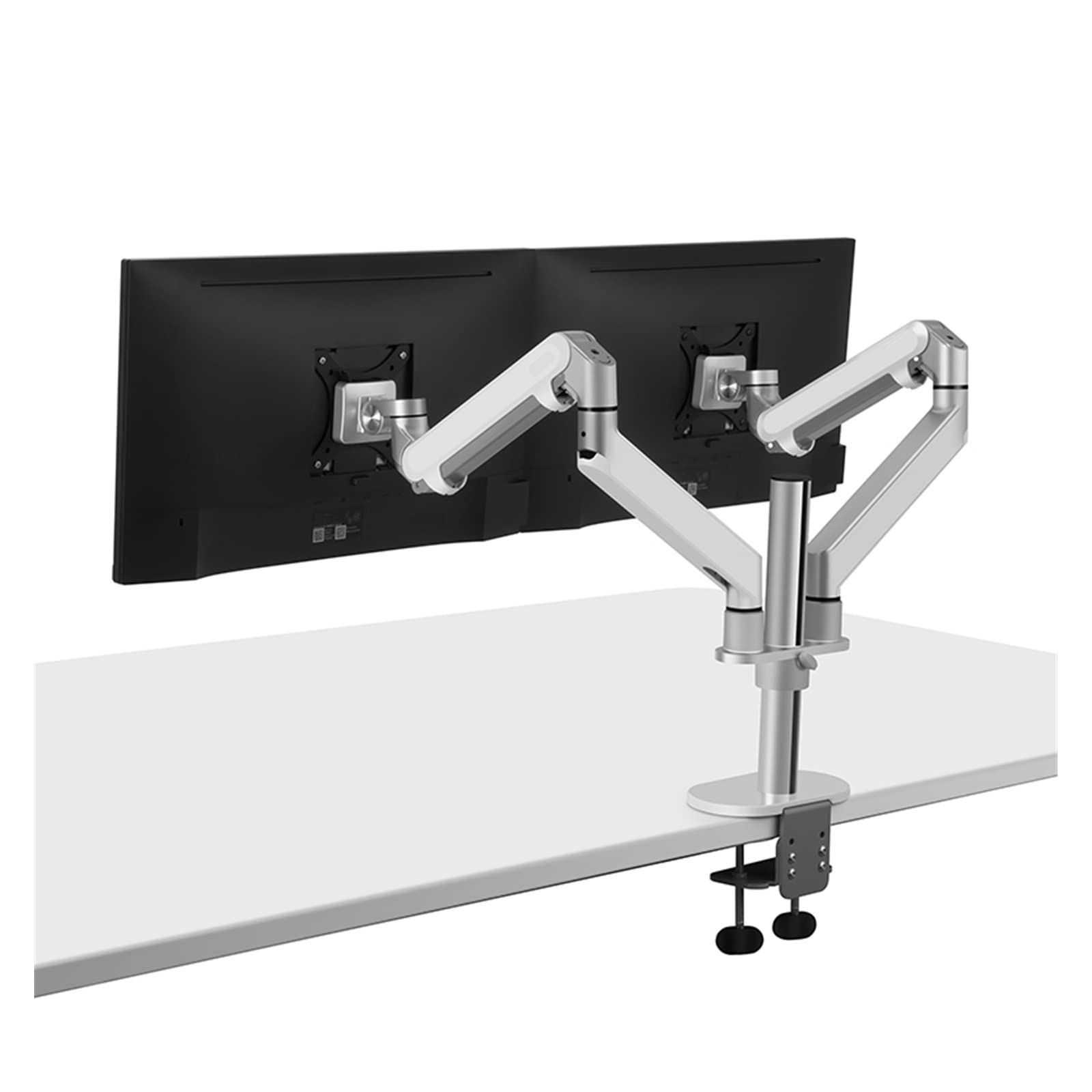 Escritorio 17-32 Pulgadas Brazo de Montaje Monitor Dual Soporte Aluminio Movimiento Completo Resorte Gas Carga 2-8 kg Cada uno(Silver Grey)