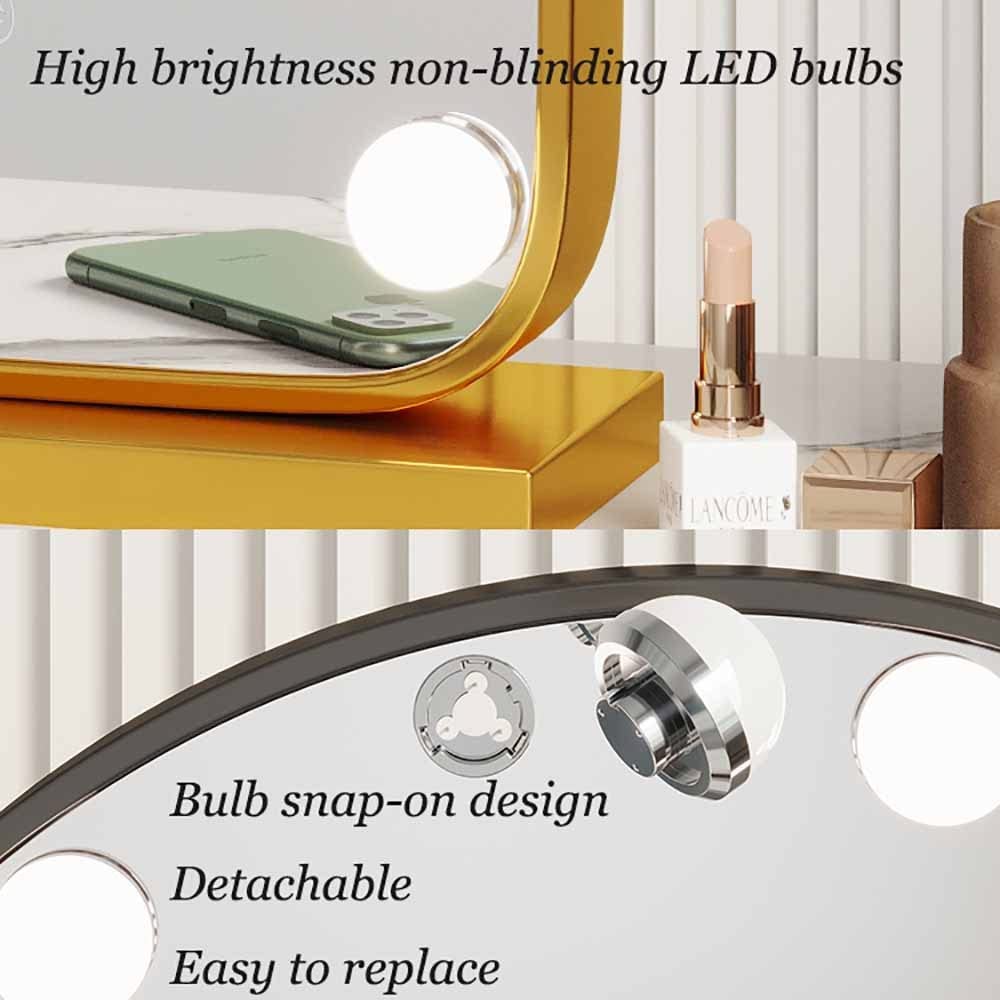 SOVOQUE Led make-up spiegel voor bureau 3-kleuren dimbare Hollywood spiegel, aluminiumlegering ingelijste helderheid verstelbaar/goud/15,7 x 24,4 inch/40 x 62 cm