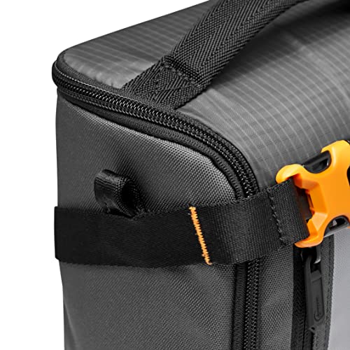 Lowepro GearUp Creator Box Large II, Borsa Fotografica Mirrorless e DSLR, Borsa per Fotocamera con Accesso Rapido, Realizzata con Tessuti Riciclati, Divisori Interni Arancioni Imbottiti, Grigia