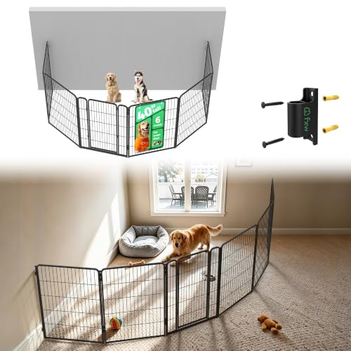 Image of FXW Homeplus Indoor Dog Playpen with Fence-to-Wall Anchors, 40 inch H, 6 Panels