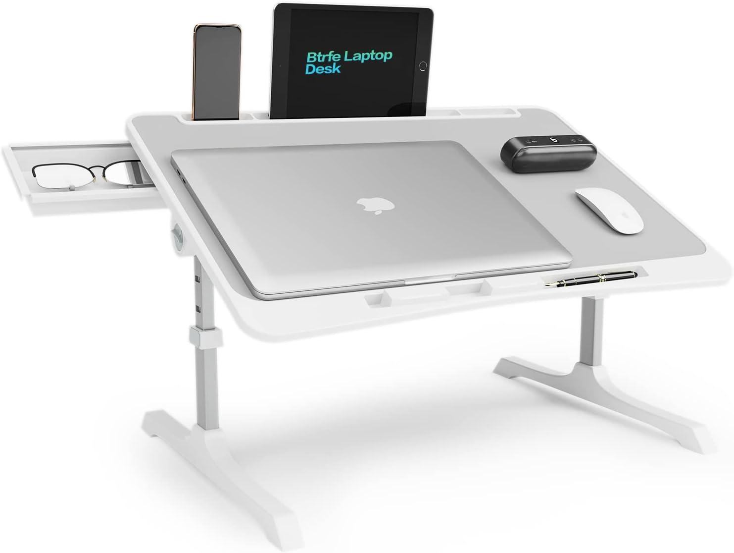 Laptop Desk for Bed, Btrfe Lap Desk with Adjustable Heights and Angles Fit up 17