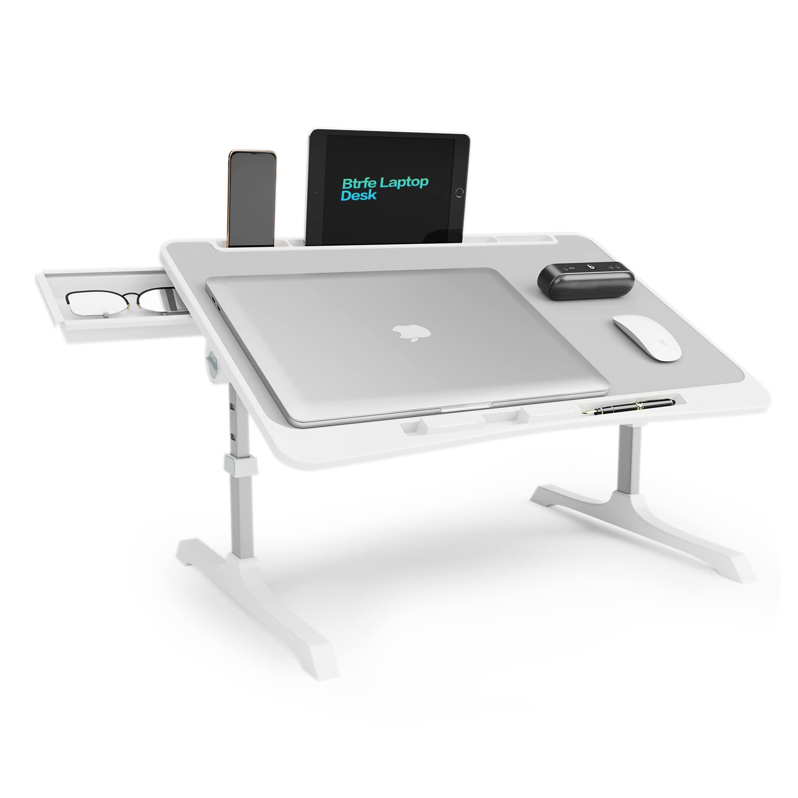 Laptop Desk for Bed, Btrfe Lap Desk with Adjustable Heights and Angles
