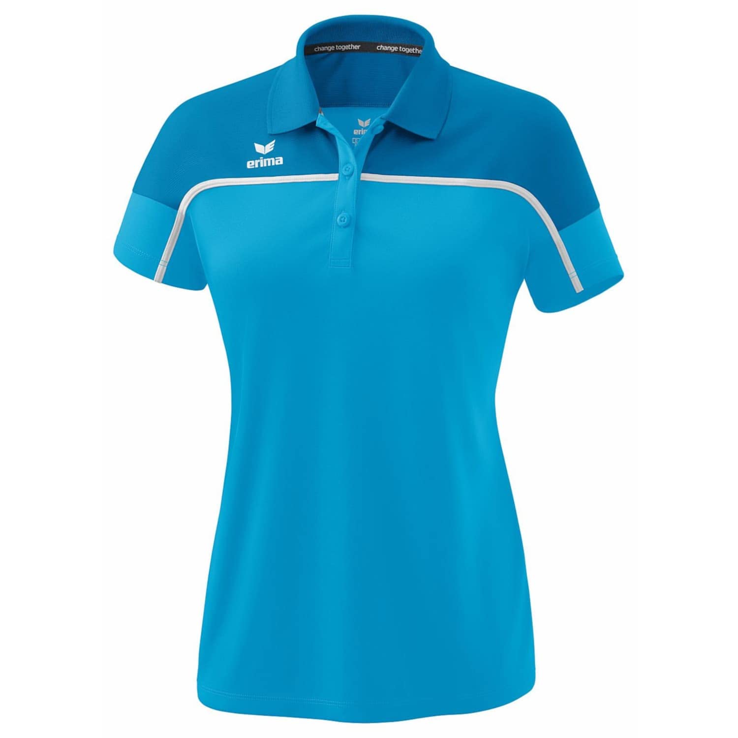 Erima Women's „Change Polo Shirt, Curacao/Mykonos/White, 42