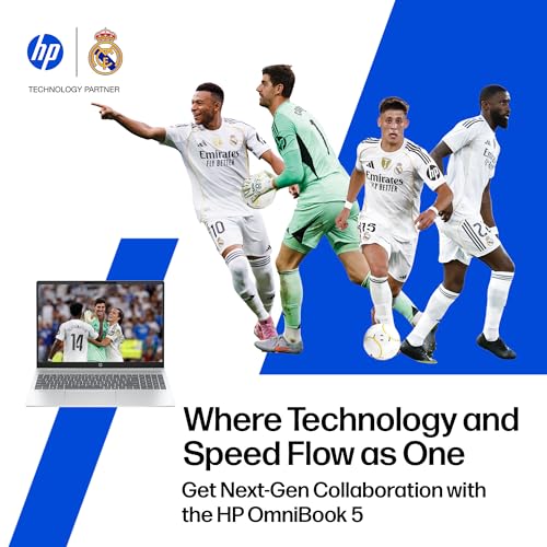 Image of HP Smartchoice OmniBook 5 (Previously Pavilion) 50 Tops, AMD Ryzen AI 5 340 (16GB LPDDR5X, 512GB SSD) WUXGA 2K, 16'' /40.6cm, Win11, Office24, Silver, 1.79kg, ag1037au, Next Gen AI Copilot+ Laptop