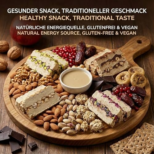 Zuckerfreie Tahin-Halva mit Dattel-Extrakt, Köstliche Halva aus der Türkei 227 g –– 60% Sesampaste – Glutenfrei – Ohne Glukosesirup, Palmöl & künstliche Süßstoffe – Halwa (Klassisch)