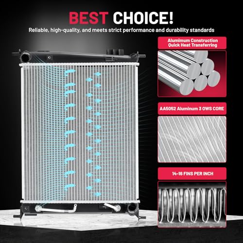 Image of BDFHYK 13135 Aluminum Radiator for Kia Soul 2010-2011, CU13135, 16mm Core, Direct Fit Replacement