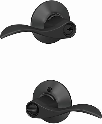 Schlage F51A ACC 622 - Manija de puerta Accent cerradura de entrada con llave negro mate Schlage F51A ACC 622 - Manija de puerta Accent cerradura de entrada con llave negro mate
