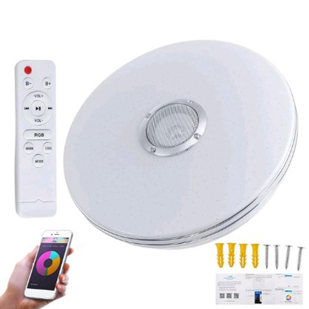 Plafoniera LED RGB Controllo APP Compatibile con Bluetooth Decorazione domestica Lampada LED intelligente dimmerabile con telecomando altoparlante 2800K-6500K for Soggiorno camera da