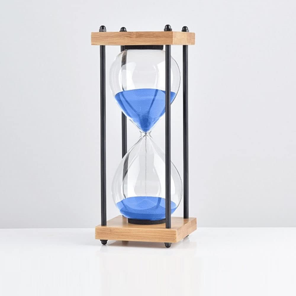 Fondo de Madera Cuadrado Reloj de Arena de Vidrio 30 Minutos Temporizador de Tiempo Adornos para el hogar Reloj de Arena Cocina Medidor de Horas Reloj de Arena Azul Niños,Bamboo Blue,30min