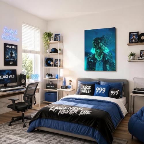Image of Juice WRLD Canvas Wall Art, Rapper Collage Poster Print, Hip Hop Music Artwork for Bedroom Studio Gaming Room Decor, Vibrant Album Cover Picture Print Framed Music Wall Painting 11X14 inch