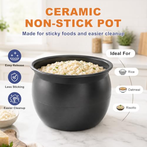 Image of CARORI 6 Qt Electric Pressure Cooker, 9-in-1 Multi-Cooker with 2 Inner Pots, 6 Qt Stainless Steel Pot and 5 Qt Ceramic Nonstick Pot, 12 Presets, IMD Touchscreen, Black
