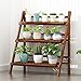 TIE-DailyNec 3 Tier Blumentreppe Holz, Blumentreppe Draußen, Bambus Pflanzenständer Leiterregal, Faltbares balkon regal, blumentreppe draußen für Indoor Outdoor Home Patio(70 x 33 x 77 cm)