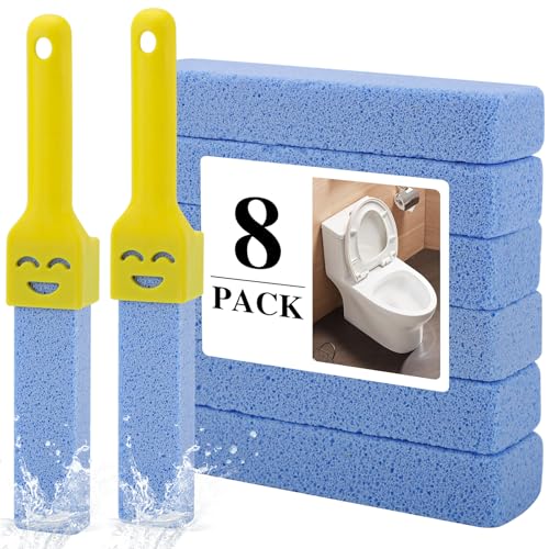 Pietra pomice detergente per WC con manico, 8 blocchi per la pulizia del WC, pietra pomice per la pulizia della pietra, pietra pomice, pietra pomice, pietra per la pulizia della toilette (8 pezzi (blu