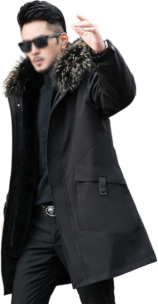 Men's Long Thick Parka Jacket Hood Removable Lining Coat Suitable for Winter(3XL code)