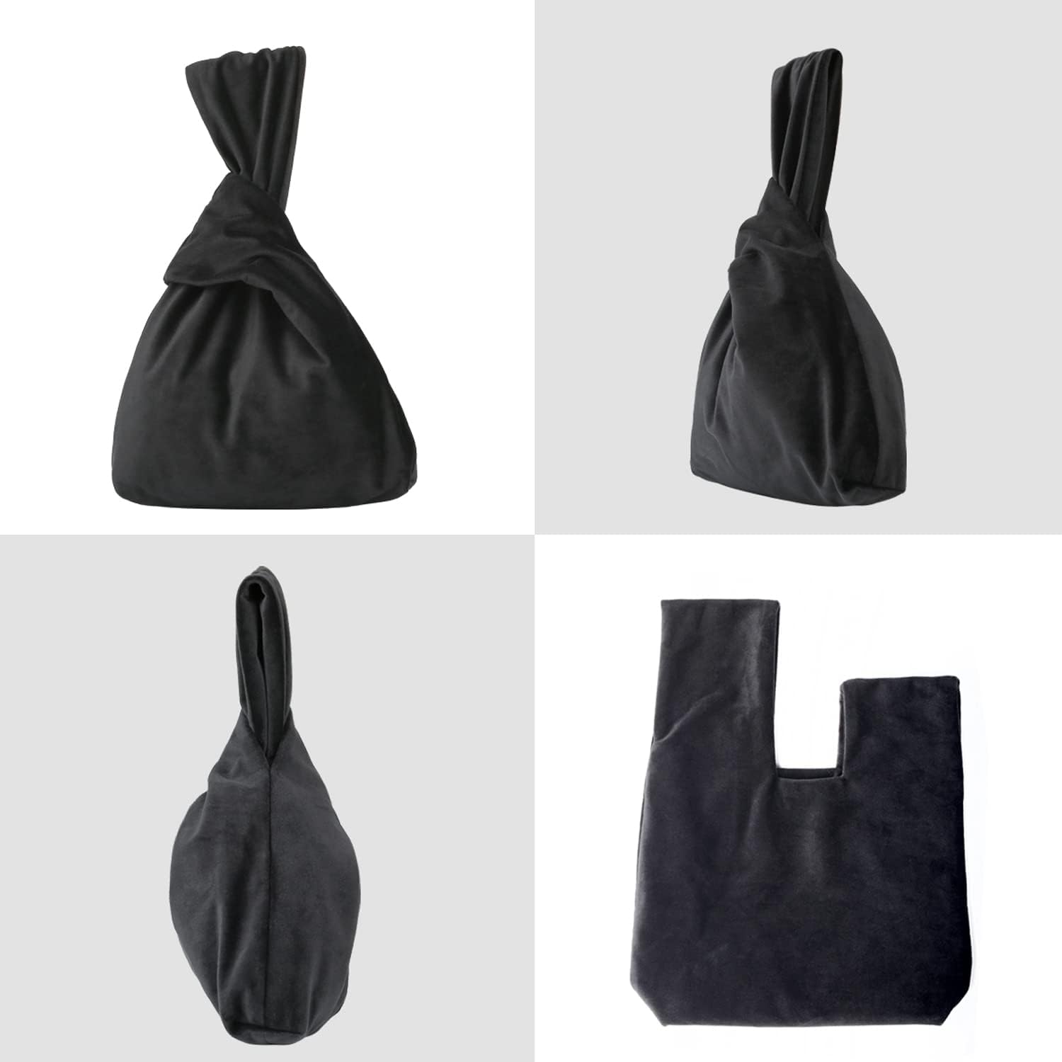 Black Clutch Purses for Women,Velvet Knot Evening Bag Wristlet Purse for Wedding Prom - Image 5