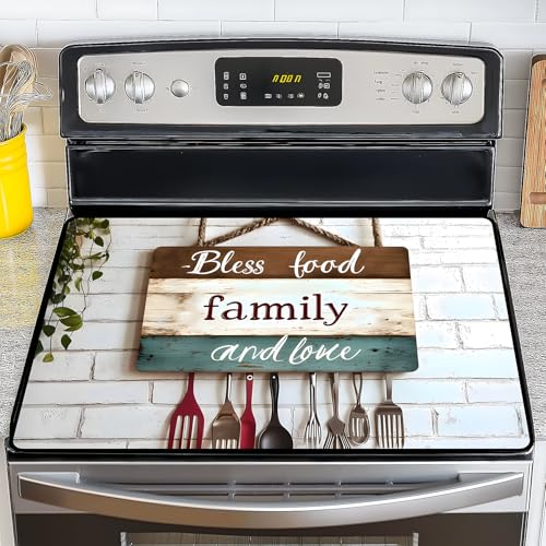 Image of Stove Top Cover for Electric Stove,Glass Stove Top Cover, Heat Resistant Glass Cooktop Cover, Stovetop Protector, Kitchen Decor, Dish Drying Mats Cover for Ceramic Washer Top 28.5x20.5 inch