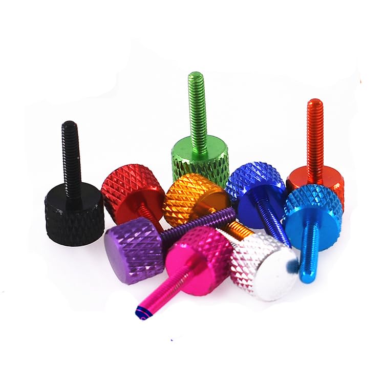 4Pcs M2.5 Ultra-Light Aviation Aluminum Alloy Knurled Head Screw Hand Twist Cylinder Flat Bolts - (Size: M2.5x15mm (Green))