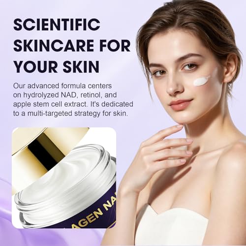 Xaninp NAD Cream with Collagen & Retinol – Anti Aging Face Moisturizer for Wrinkles, Firming & Smoothing Skin, Hyaluronic Acid Day & Night Cream for Dry, Crepey Skin, 1.76 oz