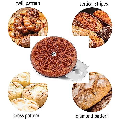 Brot Schneide Werkzeug,Teig Rasiermesser,Brot Lahm Scoring Tool,Baguettemesser 1 Messerset und 5 Klingen Brot Scoring Cutter zum Einschneiden Baguette Gebogene Brotmesser Ritzmesser Runde Version