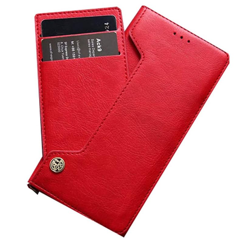 Image of Perkie Luxury Flipper Faux Leather Wallet Flip Case Kick Stand Magnetic Closure Flip Cover for iPhone 15 (Red)