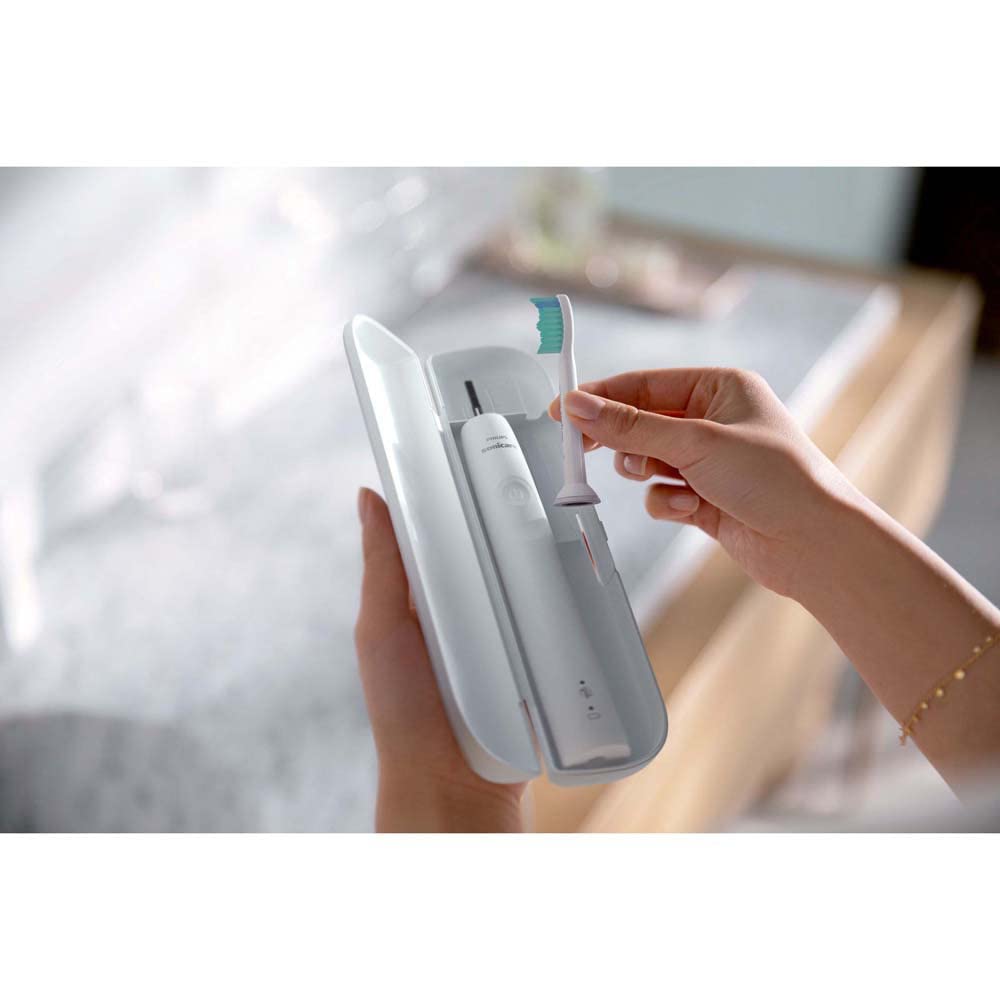 Philips Sonicare Elektrische Schallzahnbürste 3100 Serie mit integriertem Drucksensor, SmarTimer und QuadPacer, HX3673/13 weiß