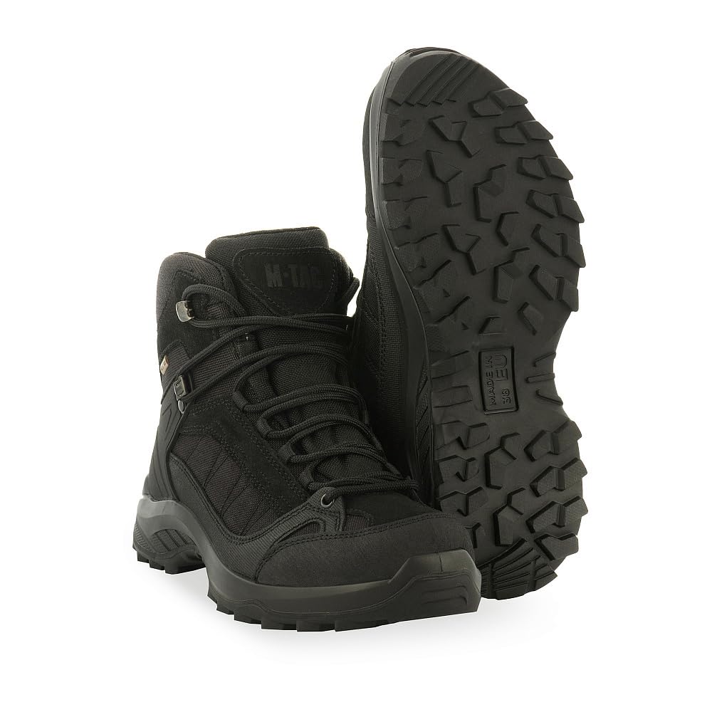 M-Tac Buty Taktyczne Trekkingowe Jesienno-Zimowe Wodoodporne (5, Black, 44, Unijne rozmiary obuwia, Dla dorosłych, Alpha, Średnia, Średnia)