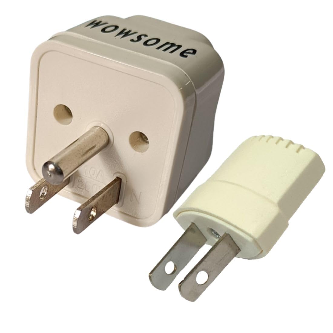 WOWSOME Universal Conversion Plug for UK, Australia, India to USA, Japan, Canada, Philippines - 10A - Pack of 2 (Type A & Type-B Combo) - White-image-10