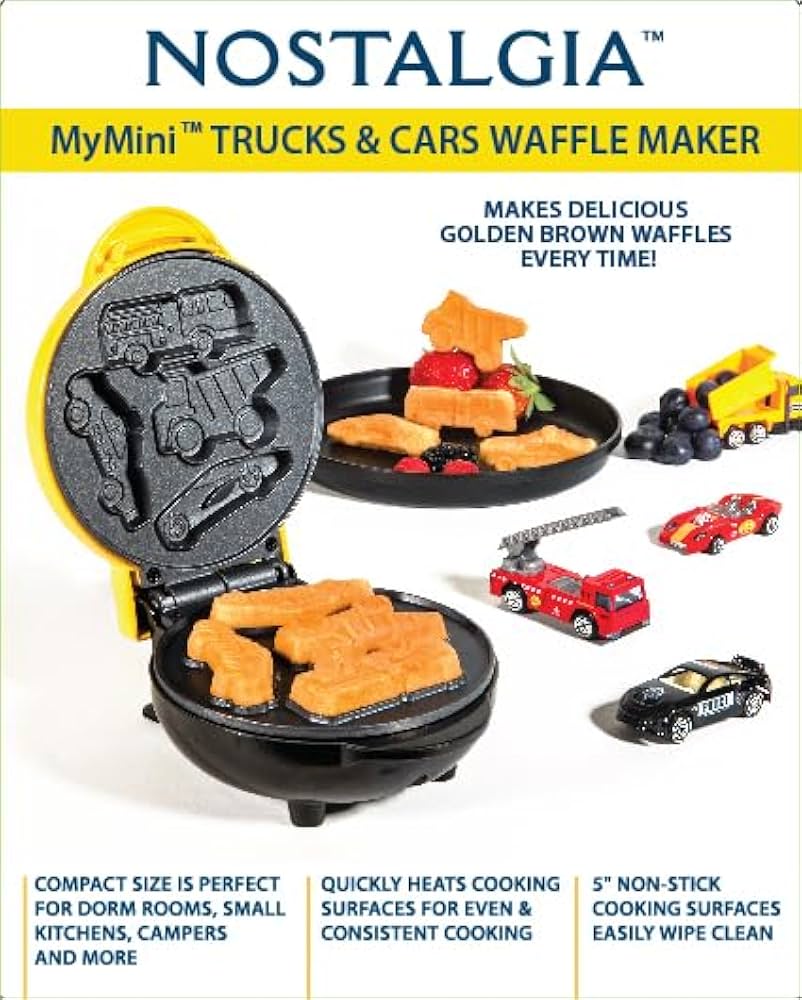 Nostalgia MyMini Cars and Trucks Shape Electric Waffle Maker