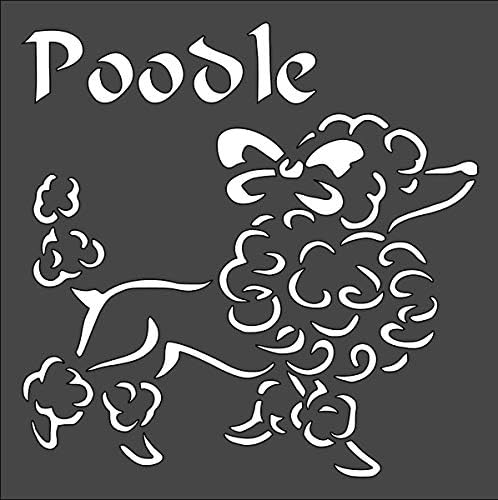 Poodle Dog Logo Stencil Reusable Sturdy Flexible Clear Plastic 1-5.5x5.5 in Arts and Crafts Material Scrapbooking for Airbrush Painting Drawing