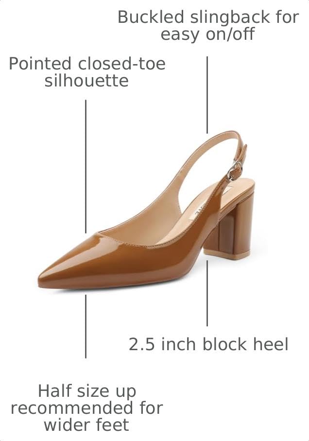 Image of JOY IN LOVE Women's Pointed Toe Chunky Block Heel Pumps | 2.5 inch Block Heels, Comfortable Dress Shoes, Ideal for Office Work, Formal Events, Party and Wedding