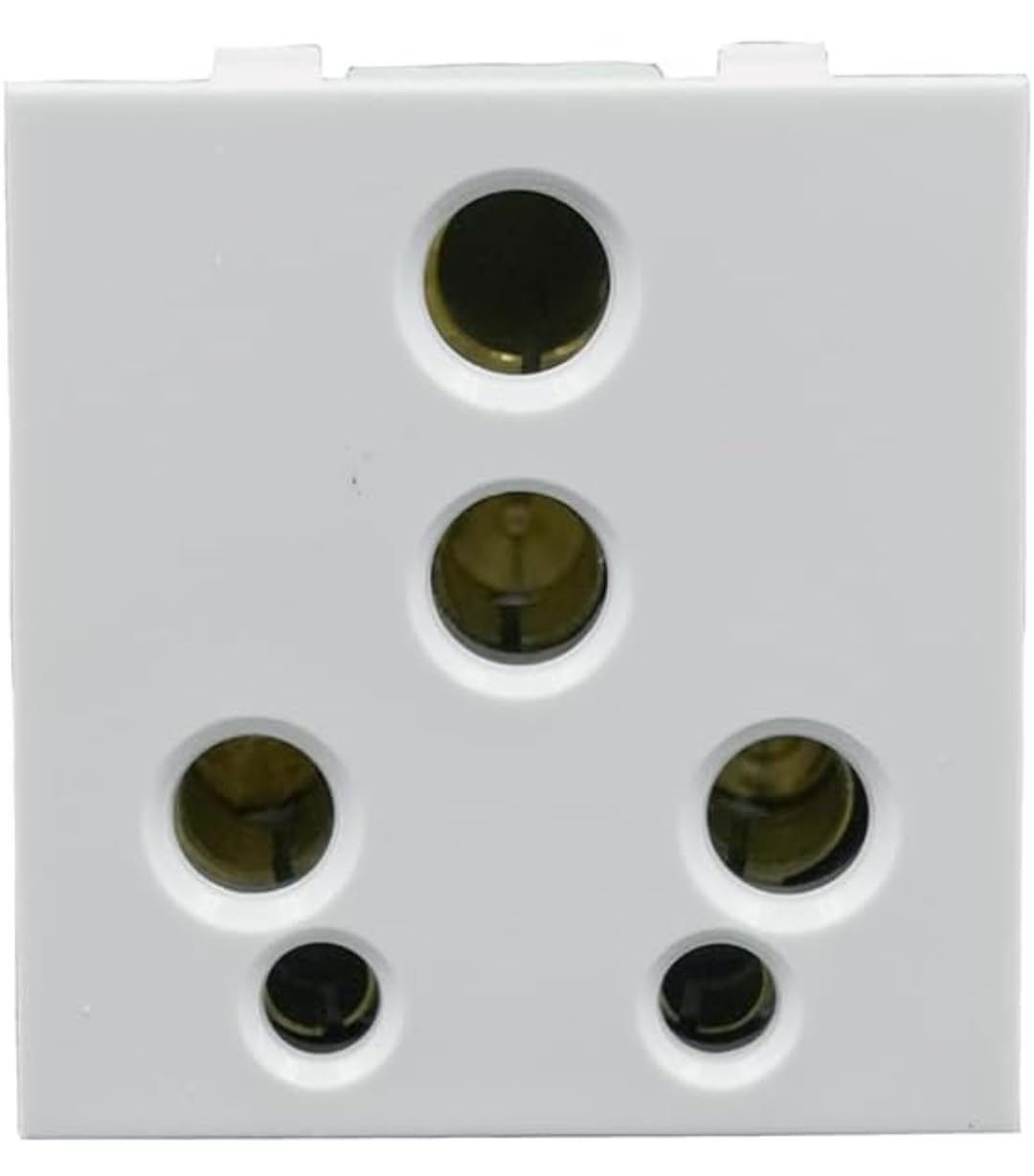 16A Modular White Socket with pure Brass Contacts, porcelain Universal Wall Outlet for Electrical Installations pack of 2-image-4