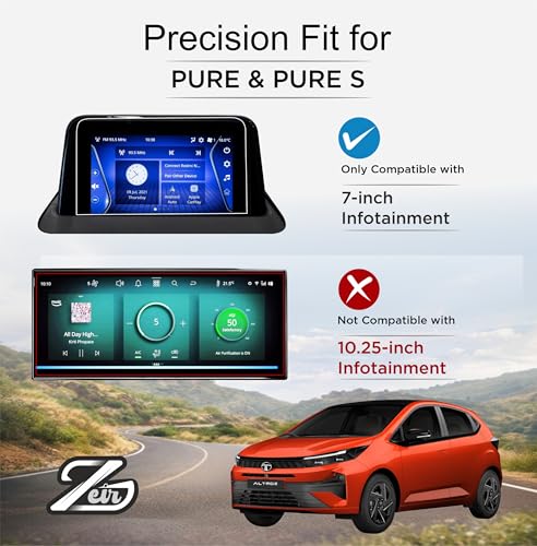 Image of ZEIR [3 PACK] Screen Protector Compatible with TATA ALTROZ PURE & PURE S - 7 Inch Infotainment Touchscreen, AC Cluster & Steering Panel | 2025 Facelift TataAltroz Display Guard | 9H Hardness, Anti-Scratch & Water Resistant | HD Clarity Dashboard Touchscreen Accessory 2026+ [Not Tempered Glass]