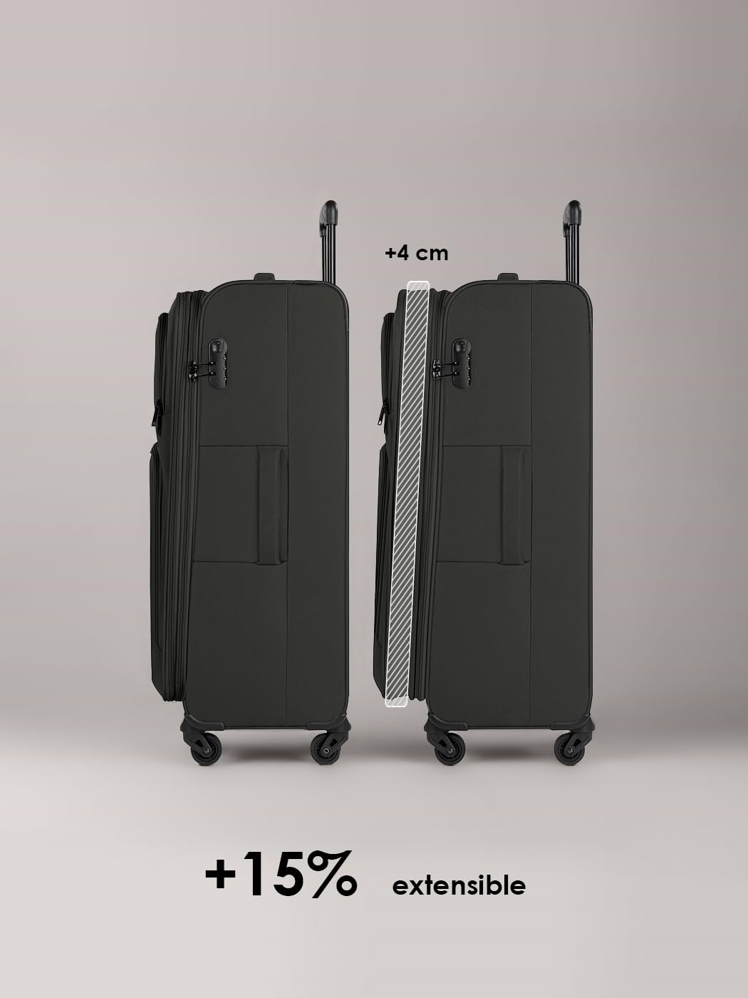 Smartbox Set de valises Souples 3 pièces Trolley Cabine Moyenne Grande Extensibles 4 Roues avec Serrure léger et résistant Edition 04