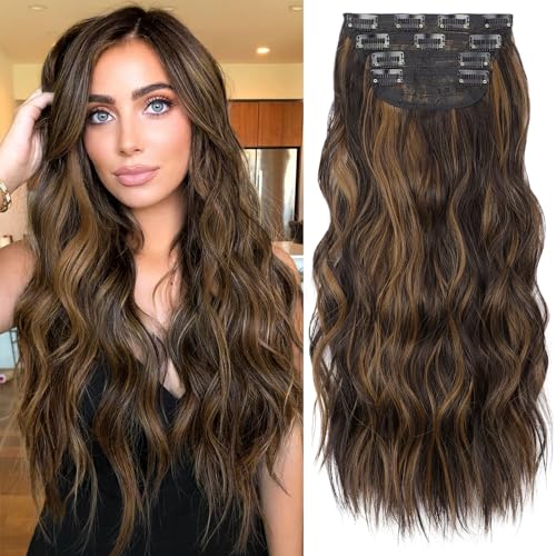 KooKaStyle Clip in Long Wavy Synthetic Hair Extension 20 Inch 4PC...