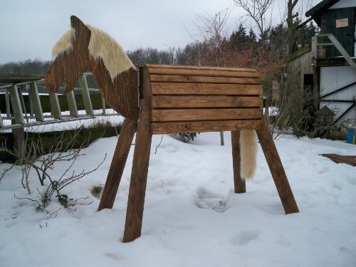 Preisvergleich Produktbild Holzpferd "Lotte" lasiert runde Beine 120 cm Sitzhöhe