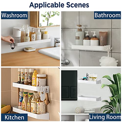 Shower Caddy Adhesive With 3 Hooks Bathroom Shelf Organizer Wall Mounted Storage Rack No Drilling Shower Shelf Bath Essentials Shampoo Spice Holder For Room Bathroom Kitchen (2 Pack) #TOP4
