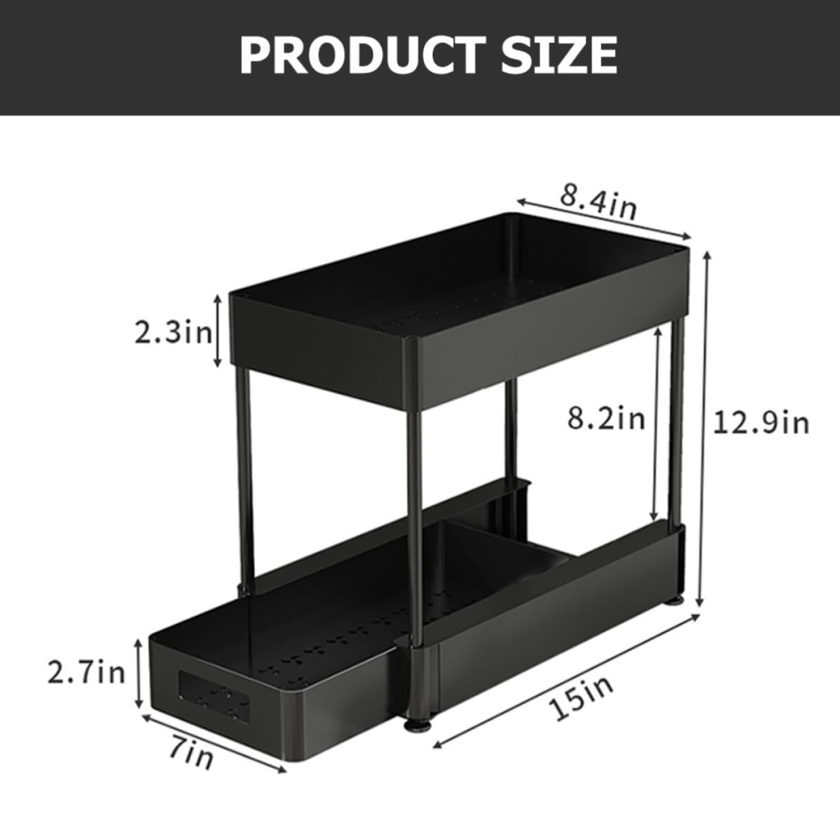 STOBAZA Organizer Sottolavello Cucina Estraibile a Due Livelli Nero