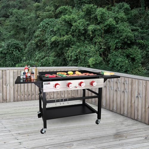 Royal-Gourmet-GB4000-36-inch-4-Burner-Flat-Top-Propane-Gas-Grill-Griddle-for-BBQ-Camping-Red