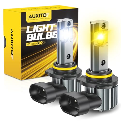 Image of AUXITO 9006 Switchback Fog Light Bulbs, 6500K Cool White&3000K Amber Yellow 80000LM, Direct Replacement HB4 LED Fog Light Bulbs Fanless, Plug and Play, CANbus Ready No Flicker, Pack of 2