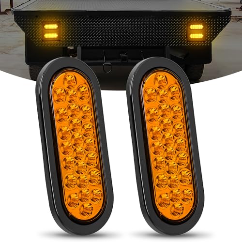 Image of Nilight 6 inch Oval Trailer Tail Light 2PCS Amber 24LED Turn Signal Lights