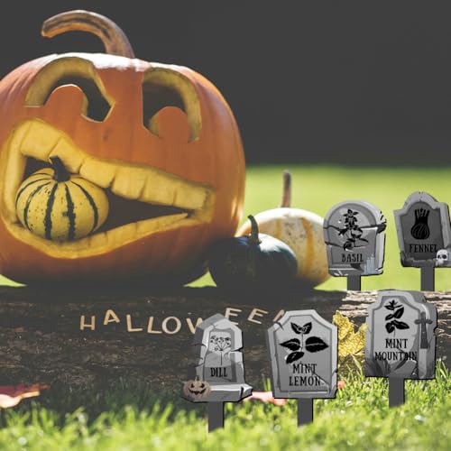 arricraft 15 peças de etiqueta de nome de planta em forma de lápide, tema de Halloween, marcadores d