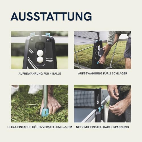 CORNILLEAU 100X Outdoor & Indoor Tischtennisplatte - Klappbar - Wetterfest - 4 mm Melaminharzplatte -Tischtennistisch für draußen - Turniermaße - Grau