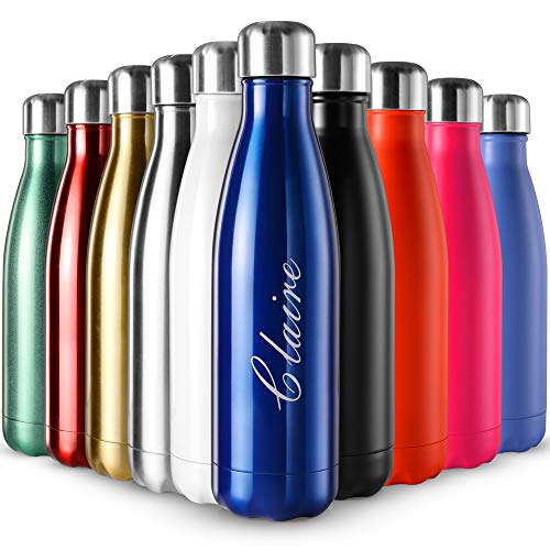 Botella de agua de acero inoxidable para 12 horas de bebidas calientes y 24 horas de bebidas frías. Ideal para el trabajo, el gimnasio, viajes. 500 ml, azul marino Cover