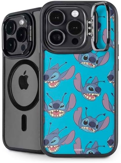 Skinit Kickstand Phone Case Compatible with iPhone 15 Pro - Officially Licensed Disney Lilo and Stitch Stitch and Angel Design