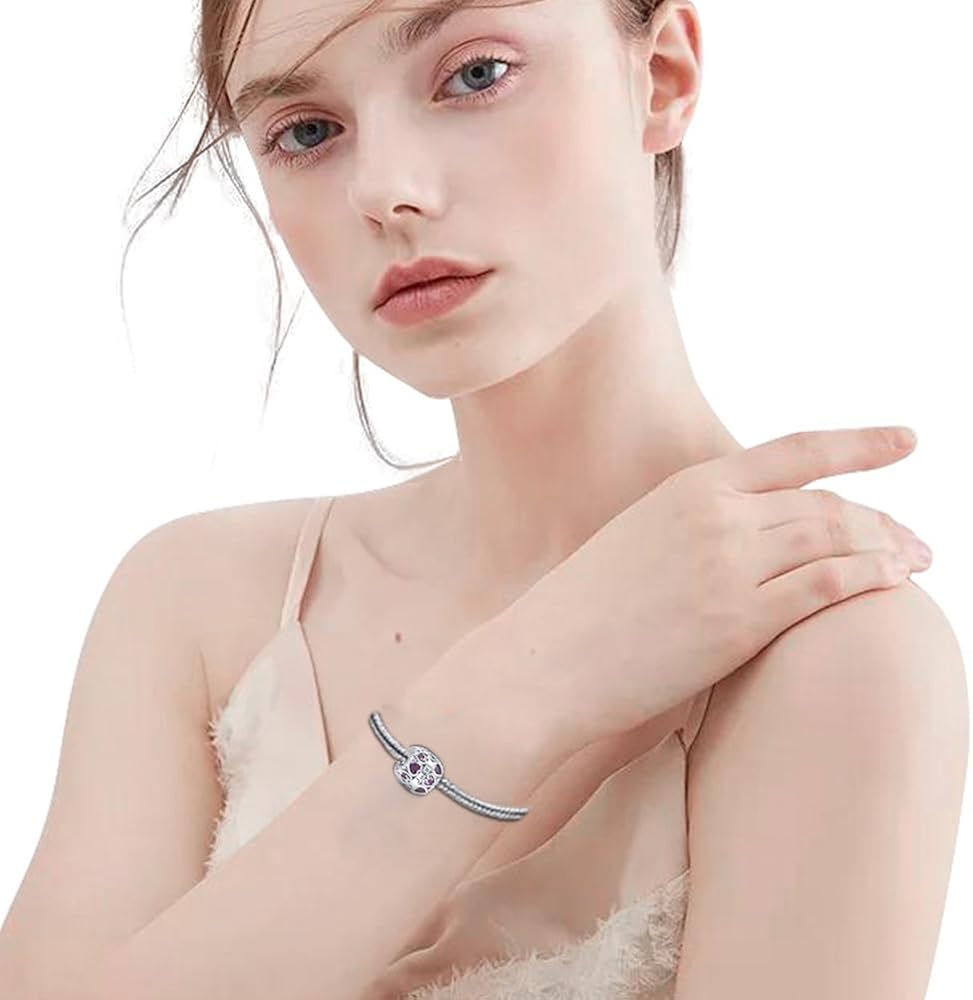 Miniatura 3 de EHEG Dijes de piedra natal de amor para pulseras y collares, plata de ley 925 con circonita cúbica 5A, regalos de joyería para mujeres y niñas