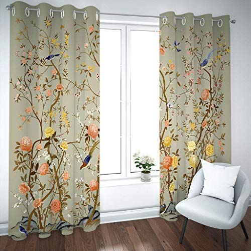 Rideaux occultants à oeillets fleurs élégantes 132x160 cm